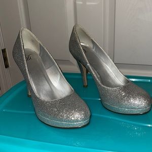 Glittery Silver Heels